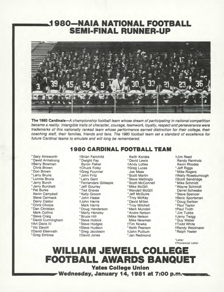 1980 NAIA Semi-Final Runner-Up Awards Banquet