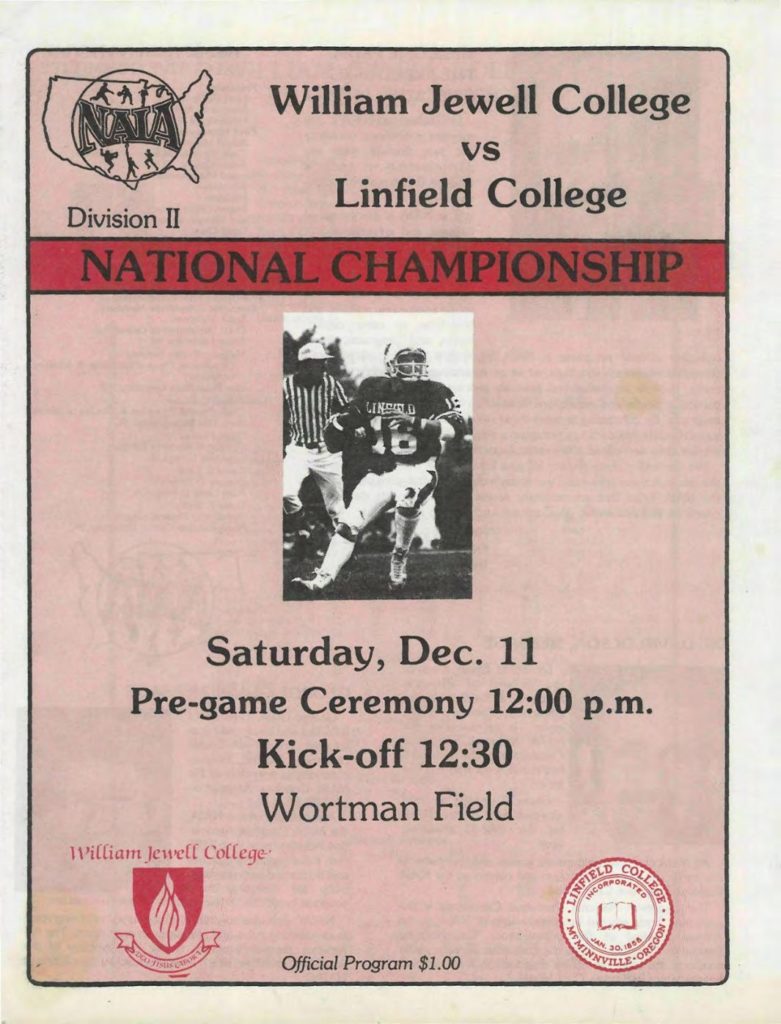 1982 Linfield National Championship Program