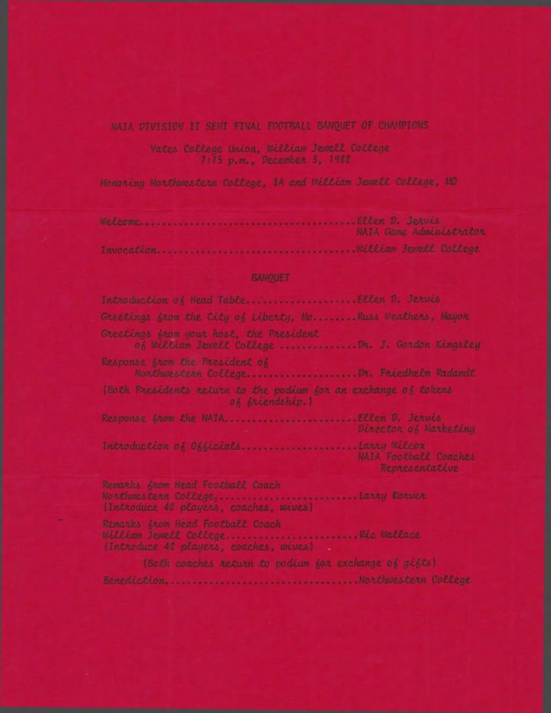 1982 NAIA Division II Banquet Northwestern IA