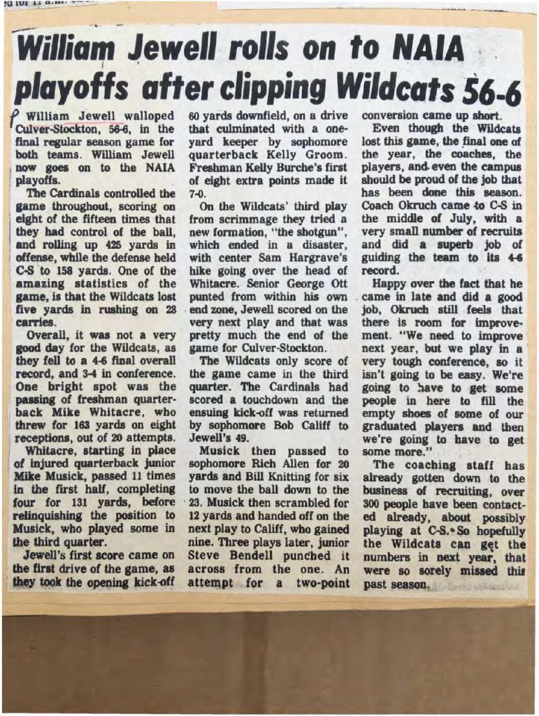 william-jewell-rolls-on-to-naia-playoffs-after-clipping-wildcats-56-6